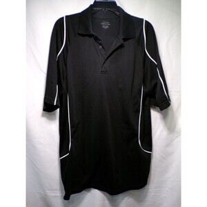 Men's Performance Polo Black White Piping Short Sleeve Golf XL